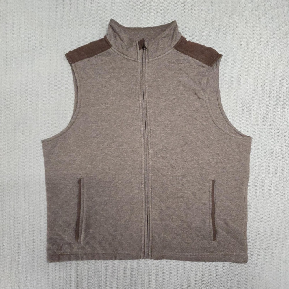 Bonobos Midtown Vest Mens Large Brown Quilted Knit Full Zip Outdoor